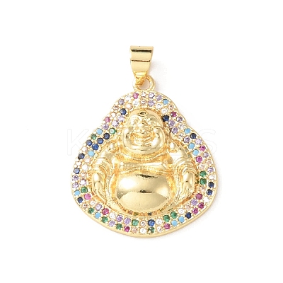 Rack Plating Brass Micro Pave Cubic Zirconia Pendants KK-F852-16G-1