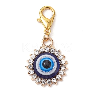 Evil Eye Alloy Enamel & Rhinestone Pendent  Decorations HJEW-JM01328-1