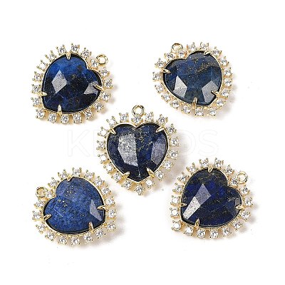 Natural Mixed Gemstone Faceted Heart Pendants G-I382-03G-1