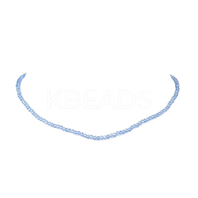6Pcs 6 Colors Glass Faceted Rondelle Beaded Necklaces with 304 Stainless Steel End Chains NJEW-JN05494-1