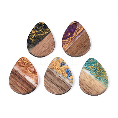 Opaque Resin & Walnut Wood Pendants RESI-T060-50M-1