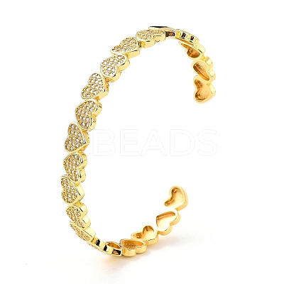Sparkling Heart Cubic Zirconia Cuff Bangle BJEW-D448-15G-RS-1