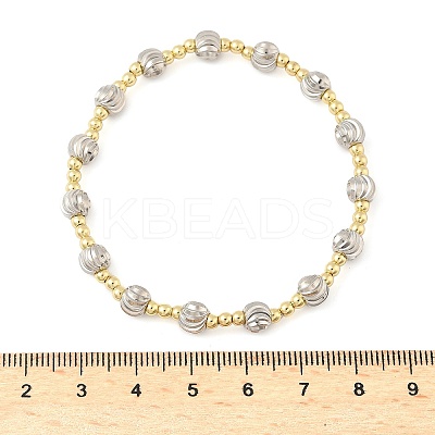 Brass Round Beaded Stretch Bracelets for Women Men LS-BJEW-Z129-01GP-1