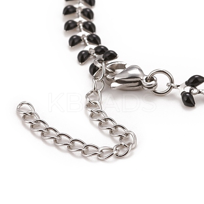 Enamel Wheat Link Chain Necklace NJEW-P220-02P-1