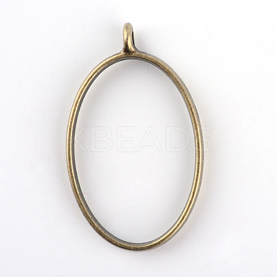 Rack Plating Alloy Oval Open Back Bezel Pendants LS-PALLOY-S047-26F-FF-1