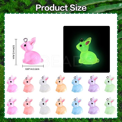 70Pcs 7 Colors Luminous Transparent Resin Pendants RESI-SZ0003-35-1