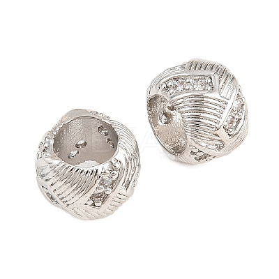 Barrel Brass Micro Pave Cubic Zirconia European Beads KK-B186-22P-1