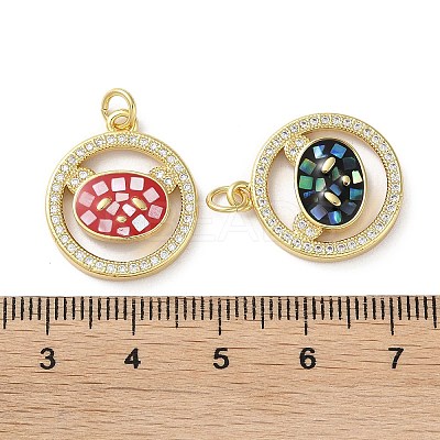 Brass Micro Pave Clear Cubic Zirconia Pendants KK-C045-17G-1