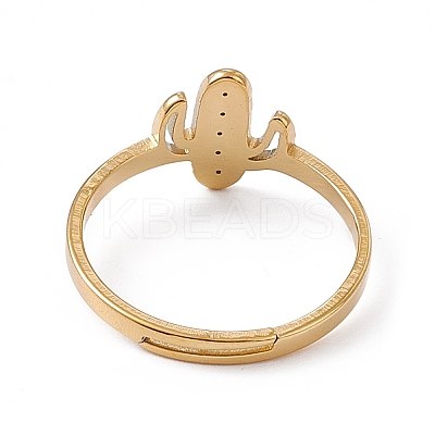 Ion Plating(IP) 201 Stainless Steel Cactus Adjustable Ring for Women LS-RJEW-K238-03G-1
