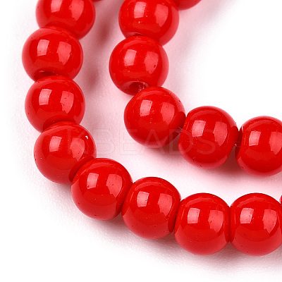 Opaque Solid Color Glass Beads Strands GLAA-T032-P6mm-04-1