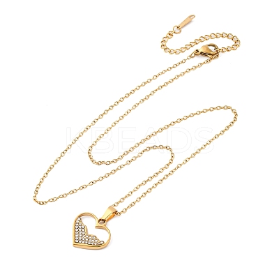 201 Stainless Steel Crystal Rhinestone Pendant Necklaces for Women NJEW-F335-01G-01-1