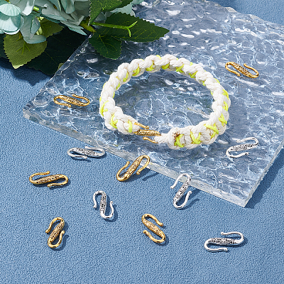 100Pcs 2 Colors Tibetan Style Alloy S-Hook Clasps TIBE-PH0001-40-1