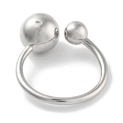 Round Rack Plating Brass Open Cuff Rings for Women RJEW-Z059-28P-1