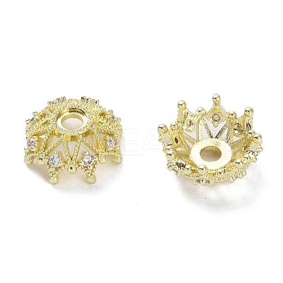 Brass Micro Pave Cubic Zirconia Beads Caps LS-KK-B087-16B-G-1