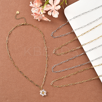 12Pcs 4 Styles 304 Stainless Steel Paperclip Chain Necklaces NJEW-SC0001-56-1