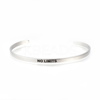 Tarnish Resistant 201 Stainless Steel Cuff Bangles BJEW-Q685-07-1