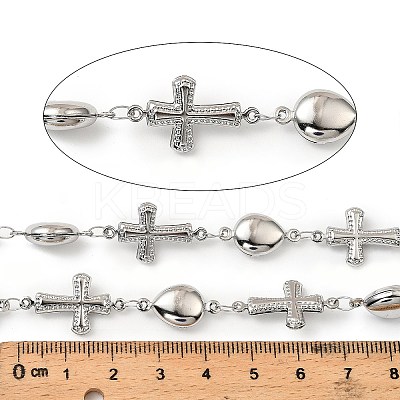 304 Stainless Steel Cross with Teardrop Link Chains CHS-G042-09P-1