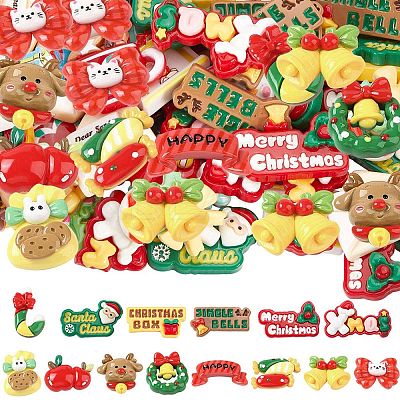 60cs 2 Styles Christmas Opaque Resin Decoden Cabochons RESI-SP0001-02A-1