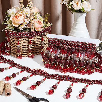 4M Polyester Fringe Lace Ribbon DIY-OC0013-57D-1
