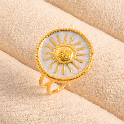 Adjustable Stainless Steel with Enamel Cuff Rings for Women XY2764-4-1