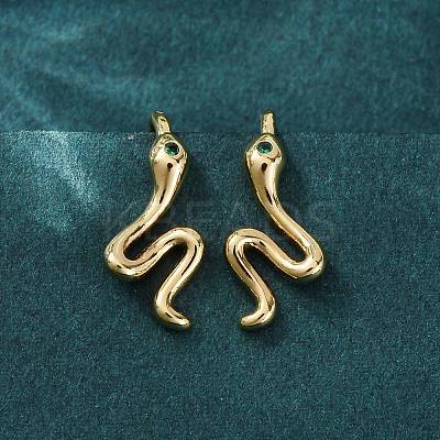 Snake Brass Micro Pave Cubic Zirconia Dangle Earrings EJEW-G425-04G-02-1