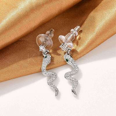 Brass Micro Pave Clear Cubic Zirconia Stud Earrings EJEW-P301-14P-1