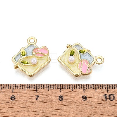 Rack Plating Alloy Enamel Pendants ENAM-N065-03KCG-1