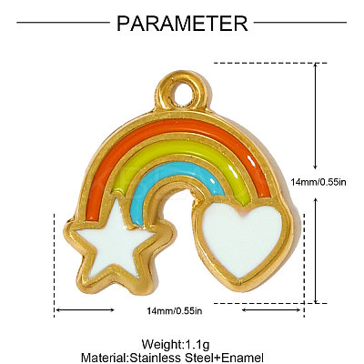 304 Stainless Steel Enamel Pendants STAS-OY005-26G-1
