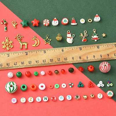 Christmas DIY Polymer Clay & Acrylic & Glass Beads: Bracelets Making Kits DIY-FS0007-99-1