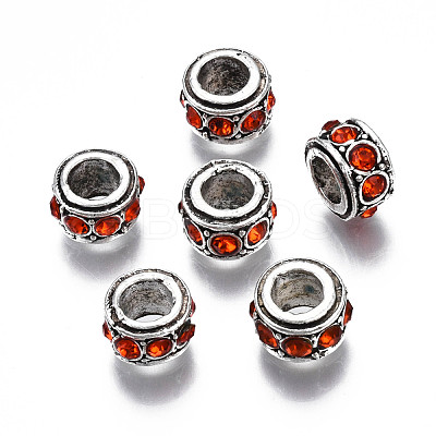 Alloy Rhinestone European Beads MPDL-Q212-001G-RS-1