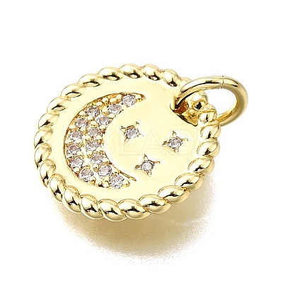 Brass Micro Pave Clear Cubic Zirconia Charms KK-V011-53G-1