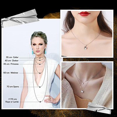 Anti-Tarnish 2Pcs Rhodium Plated 925 Sterling Silver Boston Link Chain Necklaces Set STER-BBC0006-13A-1