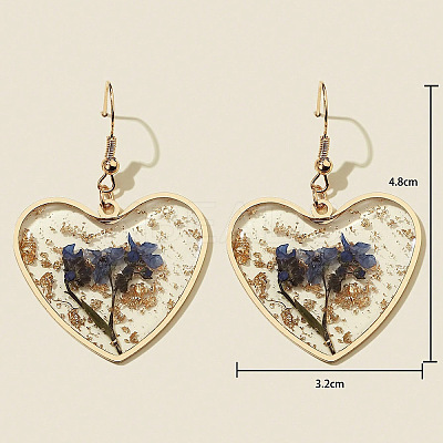 Heart Alloy Resin Dangle Earrings FS-WG72C44-06-1