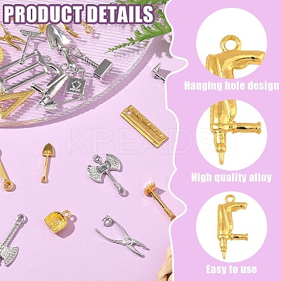 20Pcs 20 Style Rack Plating Alloy Pendants FIND-YW0007-52-1