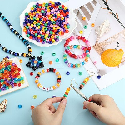 1200Pcs 6 Styles Opaque &  Transparent Plastic Beads KY-SZ0001-49-1