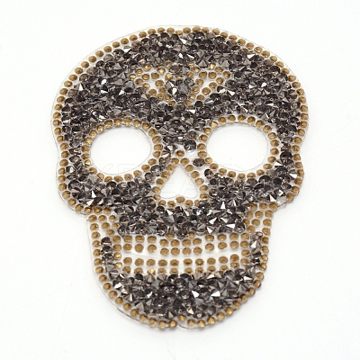 Skull Rhinestone Patches DIY-WH0199-35C-1