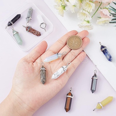12Pcs 12 Style Natural & Synthetic Gemstone Pendants G-FH0001-59-1
