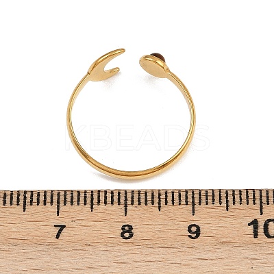 304 Stainless Steel with Dyed Tiger Eye Open Cuff Rings for Women LS-RJEW-K303-11G-1