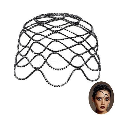1Pc Rhinestone Mesh Headpiece Cap AJEW-HY0002-55B-1