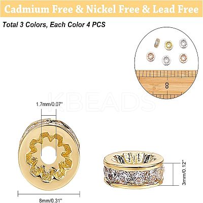 CZ Brass Micro Pave Grade AAA Cubic Zirconia Bead Spacers KK-NB0002-28-NR-1