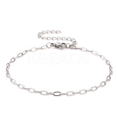 Non-Tarnish 304 Stainless Steel Cable Chain Bracelet for Men Women BJEW-E031-05J-P-1