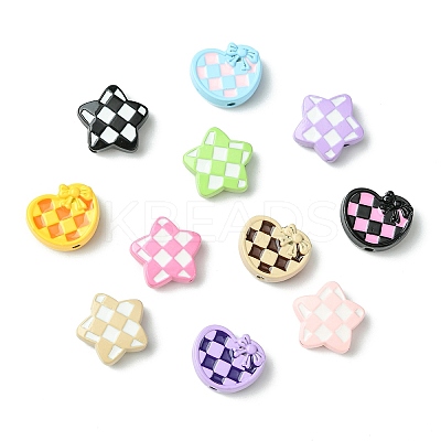 36Pcs 18 Styles Hounds Tooth Pattern Paint Alloy Beads FIND-CJ0003-27-1
