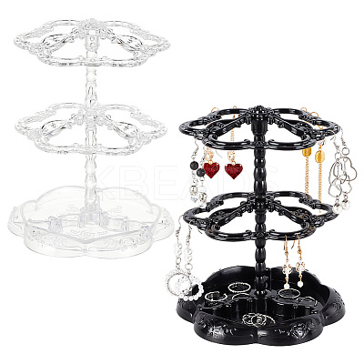 2 Sets 2 Colors 2-Tier 360 Rotating Plastic Jewelry Organizer Display Stands EDIS-PH0001-88-1