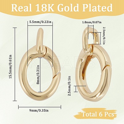 6Pcs Brass Spring Gate Rings FIND-SC0010-95-1