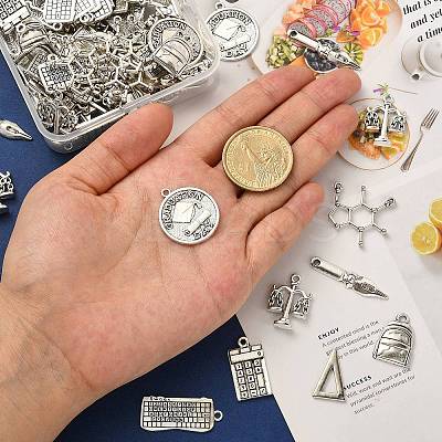 100Pcs 10 Styles Tibetan Style Alloy Pendants TIBEP-CJ0001-92-1