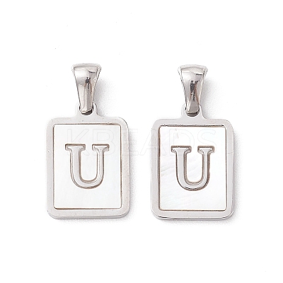 304 Stainless Steel Pave Shell Pendants STAS-G327-01P-U-1