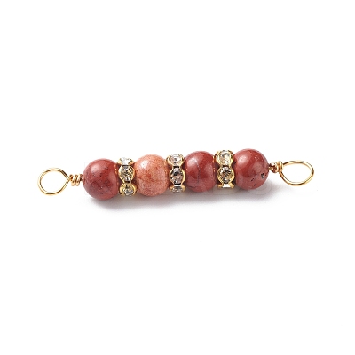 Natural Mixed Gemstone Connector Charms PALLOY-JF01891-1