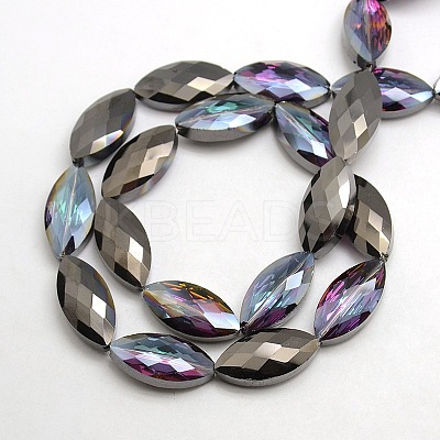 Faceted Electroplate Crystal Glass Horse Eye Beads Strands EGLA-F071-M-1