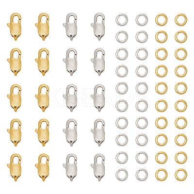 20Pcs 2 Style 304 Stainless Steel Lobster Claw Clasps STAS-UN0047-72-1