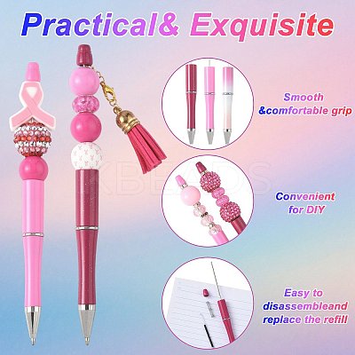 10Pcs ABS Plastic & Iron Ball-Point Pen AJEW-FS0001-41A-1